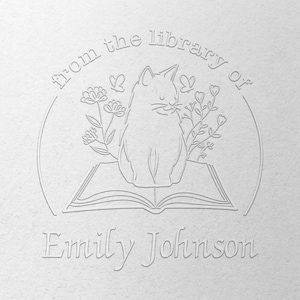 TOPVERKOPER - Uit de bibliotheek met custom boekembosser met 50 gouden zegellabels - meer dan 40 ontwerpen om uit te kiezen! -Ex libris 1-5/8"