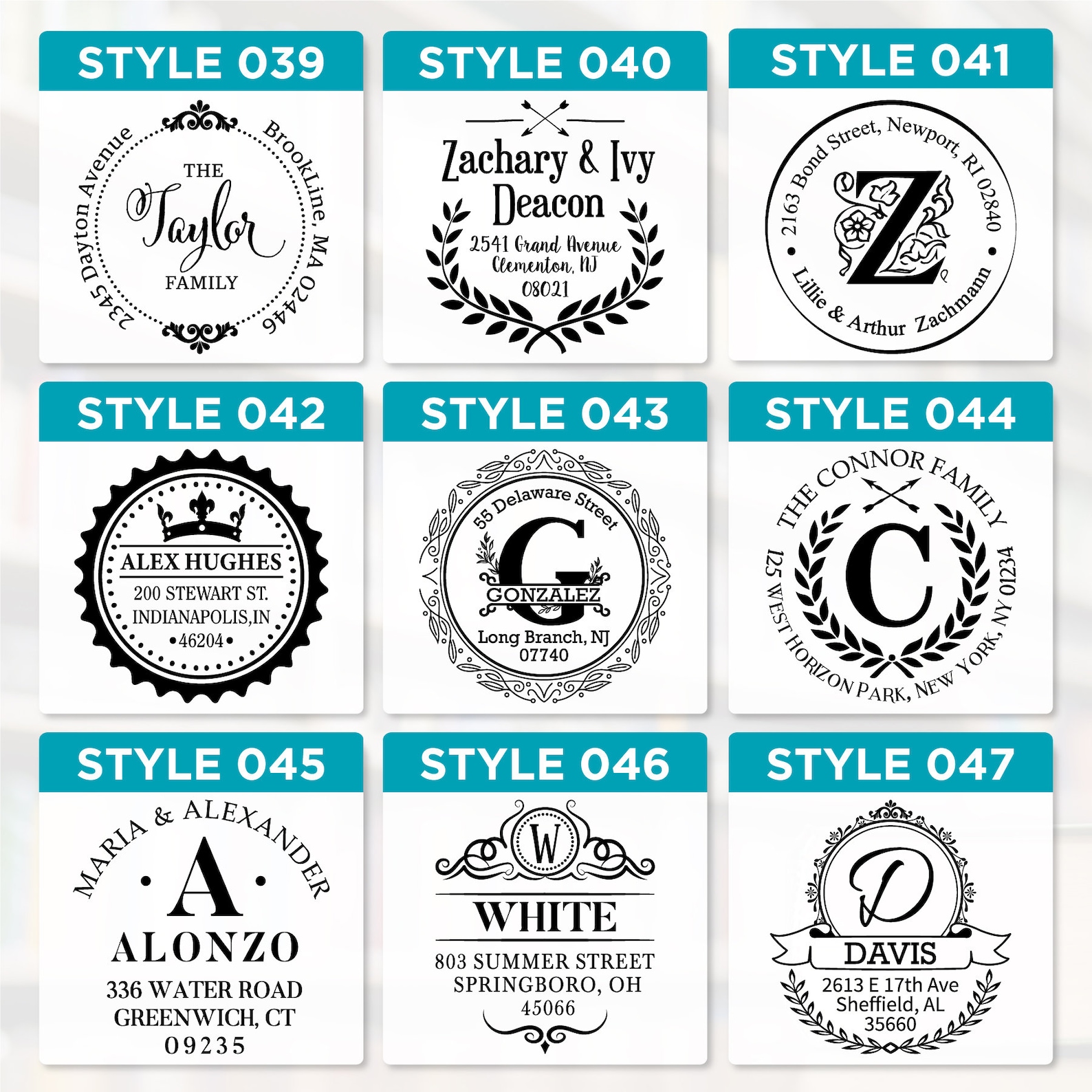 Personalized Round Self-inking Monogram Address Stamp and Ink With Name ...