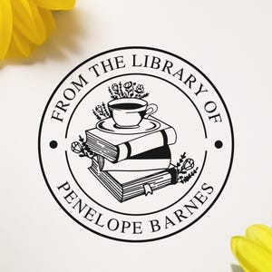 From the library of, Personalized Custom stamp - Ex Libris stamp, 1-5/8" Perfect gift