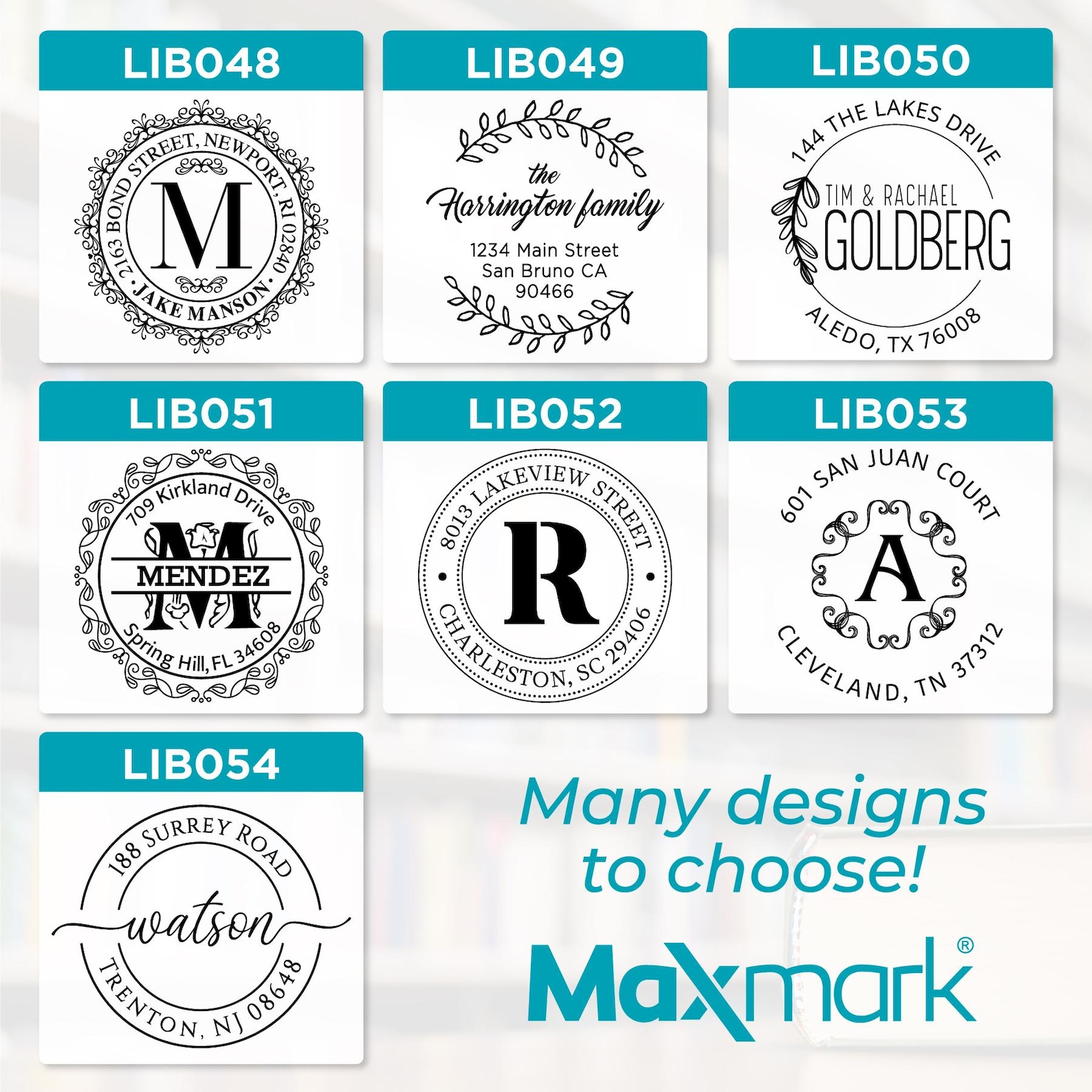 Personalized Round Self-inking Monogram Address Stamp and Ink With Name ...
