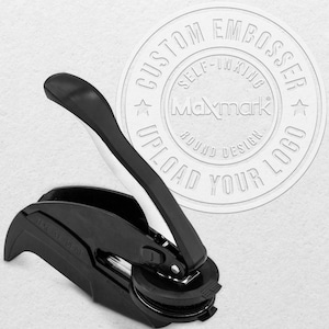 TOPVERKOPER - Aangepaste embosser met 50 gouden zegellabels - Gepersonaliseerde aangepaste ronde embosser - Brandingstempel, bedrijfsstempel