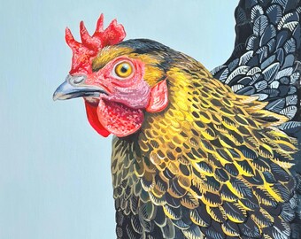 Orginial Gouache Hen Painting