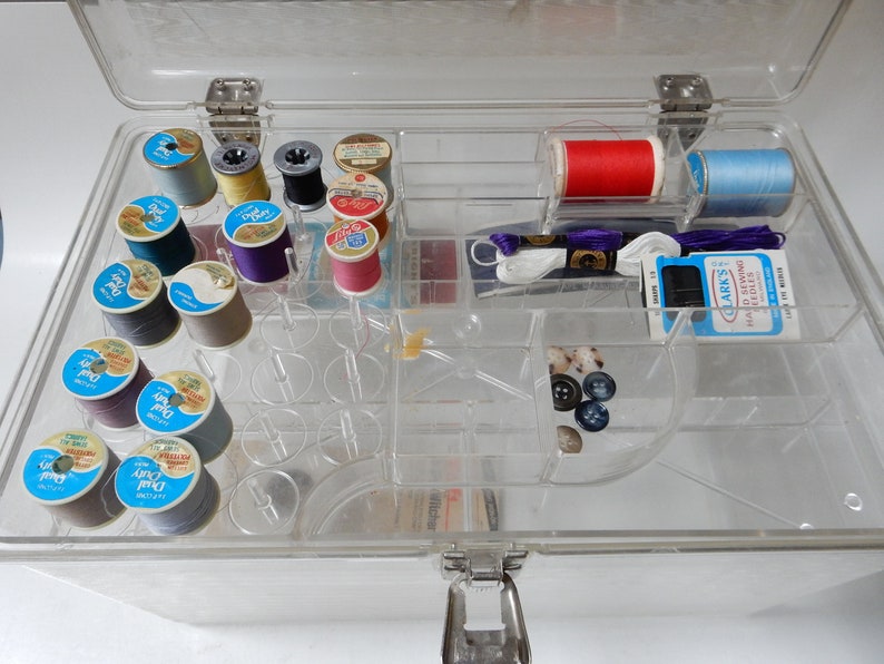 Clear Sewing Caddie With Vintage Sewing Accessories Etsy