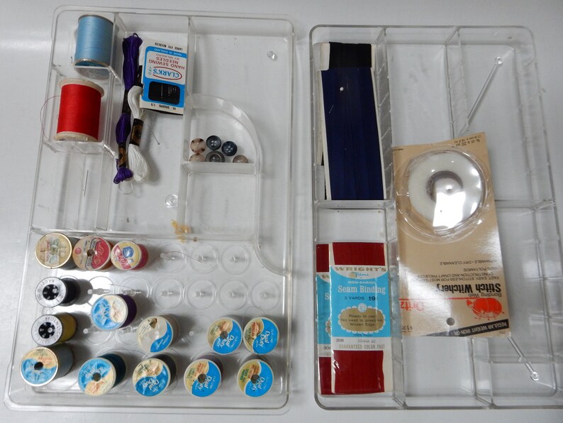 Clear Sewing Caddie With Vintage Sewing Accessories Etsy