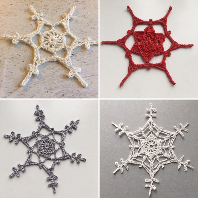 Crochet snowflake pattern collection. 12 crochet snowflake patterns. PDF pattern collection. image 3