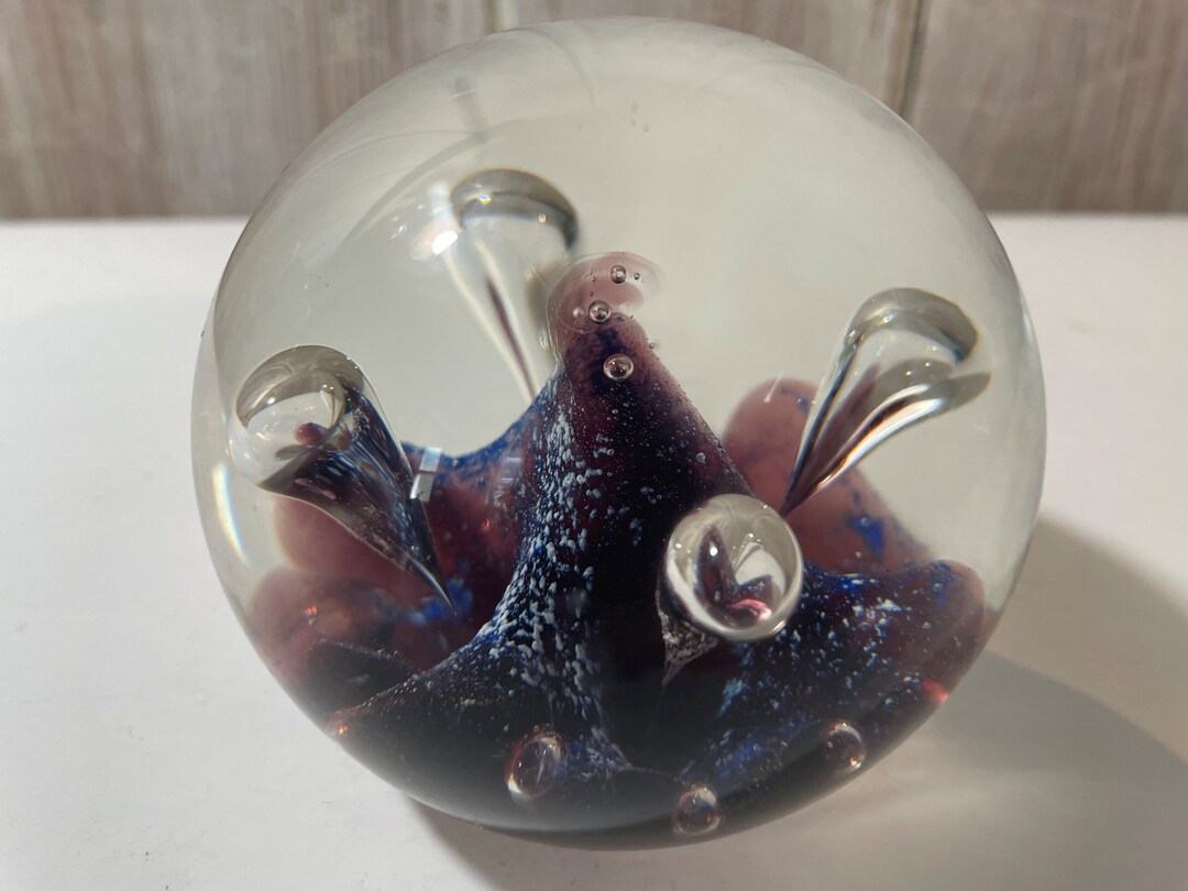 Vintage Stamped Caithness Moonflower Scotland Art Glass Paperweight