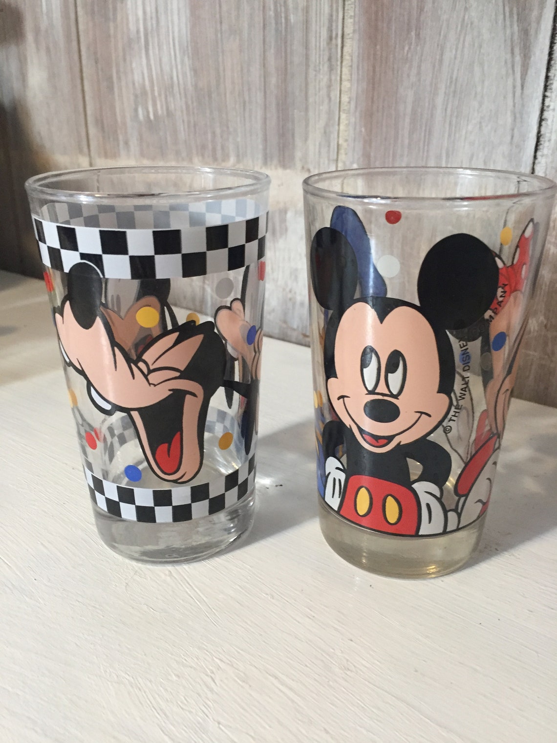 Collection of 6 Vintage Mickey Mouse Drinking Glasses Walt Etsy