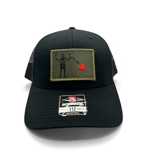 Blackbeards Flag Hat OD Green Patch| Richardson 112 Black| Edward Teach | Snapback Hat | Black Snapback| Gift for Him | Gift for Soldier