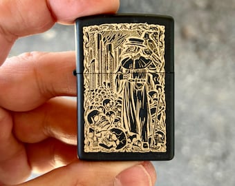 Zippo personalizado con grabado de Doctor Plague / Estuche negro mate / Regalo para él / Zippo personalizado / Zippo de colección