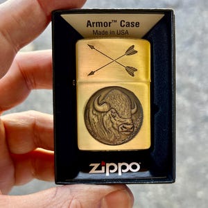 Unique Buffalo Bust Engraved Zippo in Solid Brass | Custom Gift for Men | Solid Brass Zippo| Gift for him | Custom Zippo | Zippo Collector