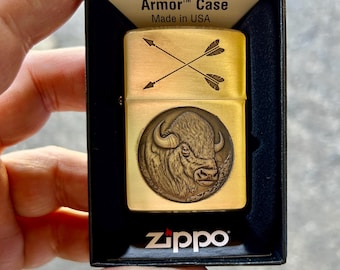 Unique Buffalo Bust Engraved Zippo in Solid Brass | Custom Gift for Men | Solid Brass Zippo| Gift for him | Custom Zippo | Zippo Collector