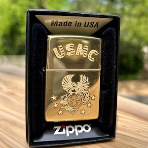 USMC Marine Corp | Engraved Zippo Brass | Solid Brass Zippo | Gift for him | Custom Zippo | Goon Zippo
