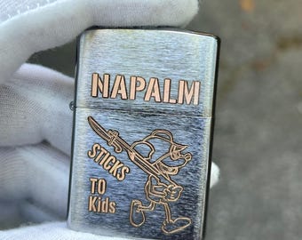 Napalm Kids Custom Engraved Zippo | Stainless Chrome | Gift for him | Custom Zippo | Zippo Collector | Military Zippo | Vietnam Zippo