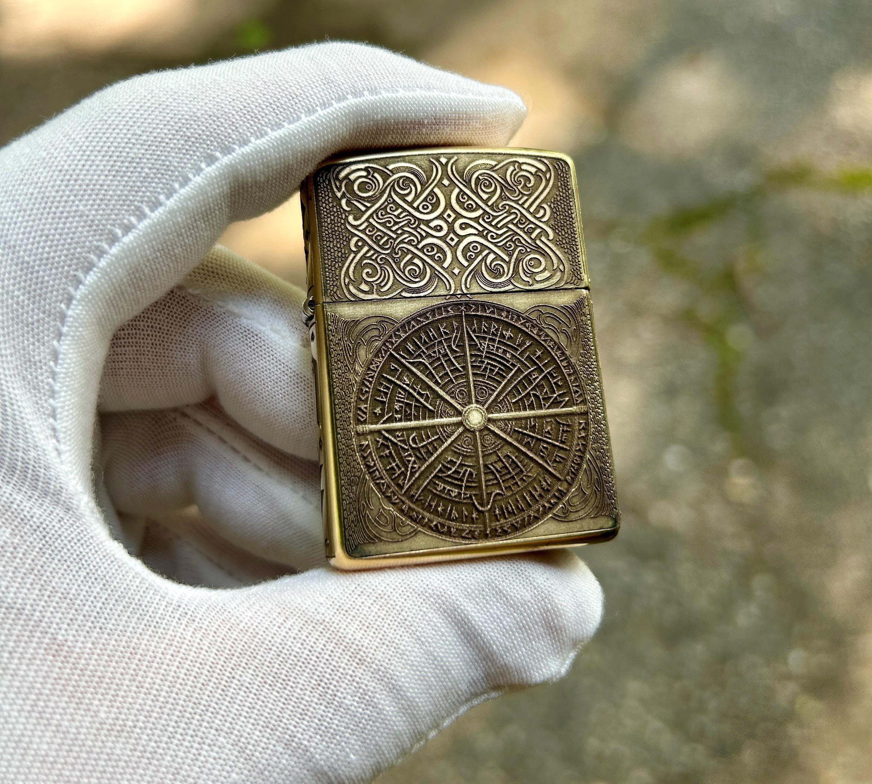Engraved Brass Zippo Lighter: Norse Viking Compass Design - Etsy