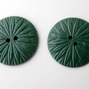 Large flower buttons 1930s soft jade green 44.5 mm set of 2