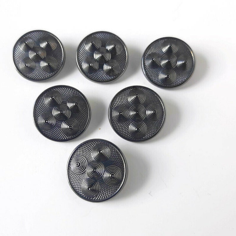 Black cones glass large vintage buttons abstract cosplay medieval shield