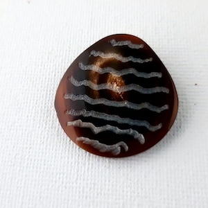 Carved large buffalo horn single button irregular shape chunky leatherwork