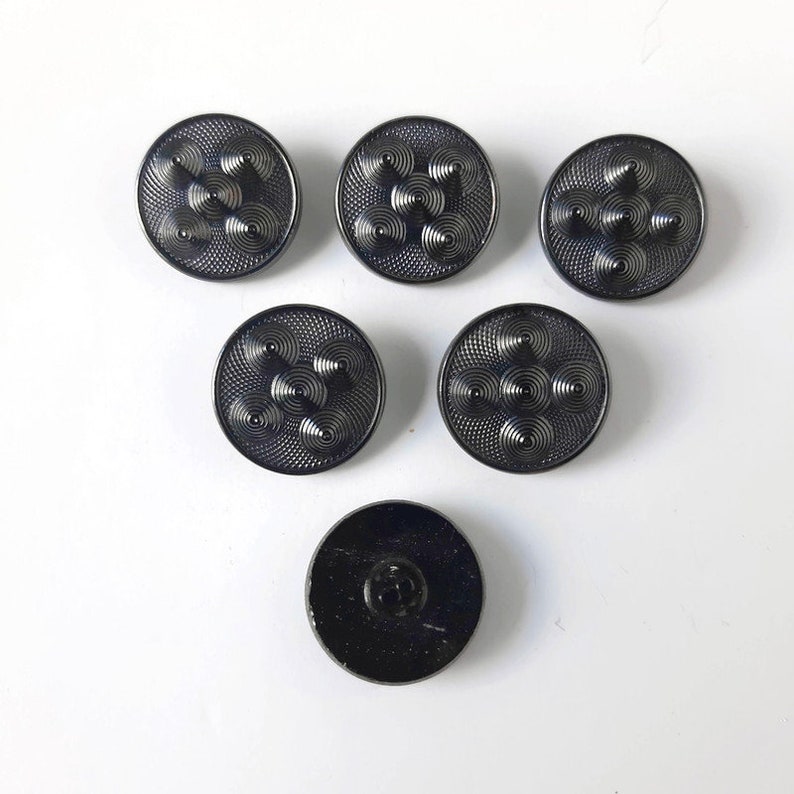 Black cones glass large vintage buttons abstract cosplay medieval shield