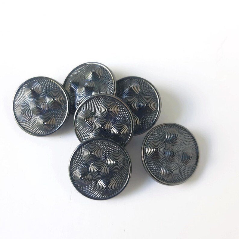 Black cones glass large vintage buttons abstract cosplay medieval shield