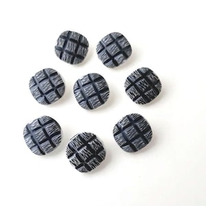 Botones de cristal vintage con cuadros vichy en gris/negro, estilo moderno de mediados de siglo, de 18 mm, juego de 8