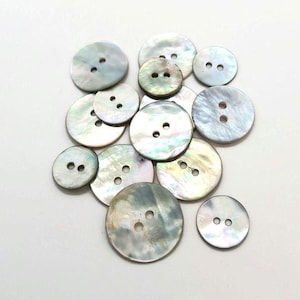 Mixed lot iridescent vintage mother of pearl MOP buttons 2 hole crafts knitting sewing crochet embellishment 1 larger 8 medium 5 small