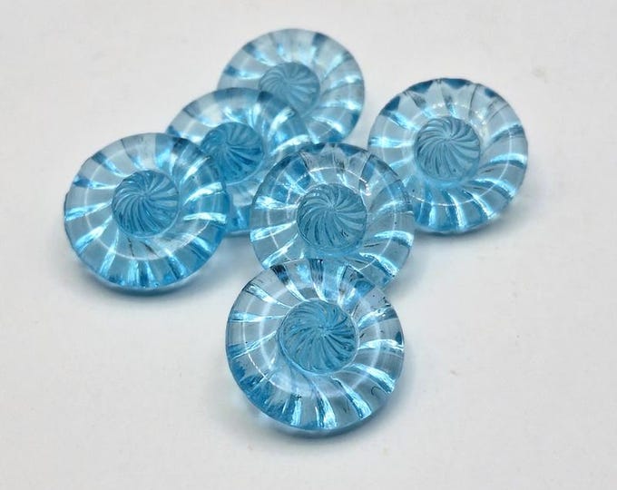 Turquoise Blue Flower Swirl Pattern Czech Glass Buttons From the 1940's ...