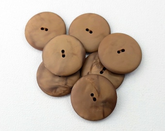 Satin marble effect large camel beige coat buttons from the 1940's 35 mm set of 7