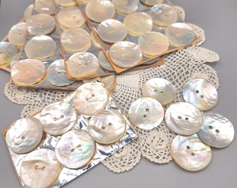 Antique mother of pearl buttons, 1920s sewing supplies, 1 inch 25 mm (set of 6 & 12) knitwear crochet clothing upcycle crafts