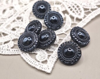 Tiny metallic gray iridescent glass buttons for dolls clothing/blouse (set of 7) 12 mm