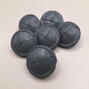 Donkergrijze gevlochten leren vintage knopen, 25 mm (set van 6) uit de jaren 90, voor naaien, leerbewerking, stoffering en tassen maken.