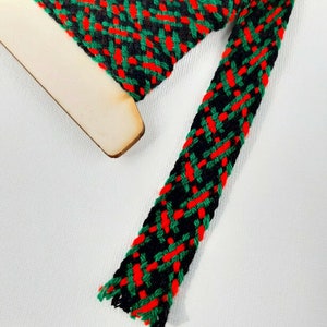 Gewebte Tartan Borte in schwarz grün und rot, punk Westwood Stil, trimmen Kleidung Taschen Hosen, 1970er Jahre Tartan Borte für Kunsthandwerk