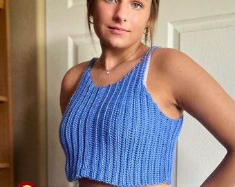 Crochet Ribbed Crop Top PATTERN: Boho Beachwear (Instant Download)