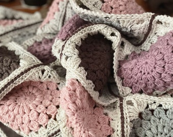 Crochet Throw Blanket PATTERN, Boho Sunburst Throw, Retro, Granny, Blanket, Afghan