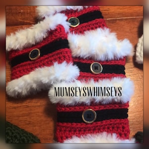 Crochet Christmas Coffee Cozy PATTERN, Easy crochet pattern, Fur Trimmed Santa Coffee Cup Cozy, Crochet Coffee Sleeve, Secret Santa Gift
