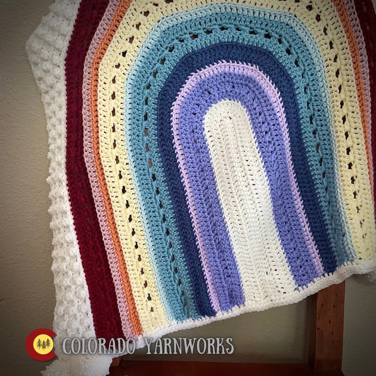 Crochet PATTERN Boho Rainbow Baby Blanket Retro Rainbow Etsy