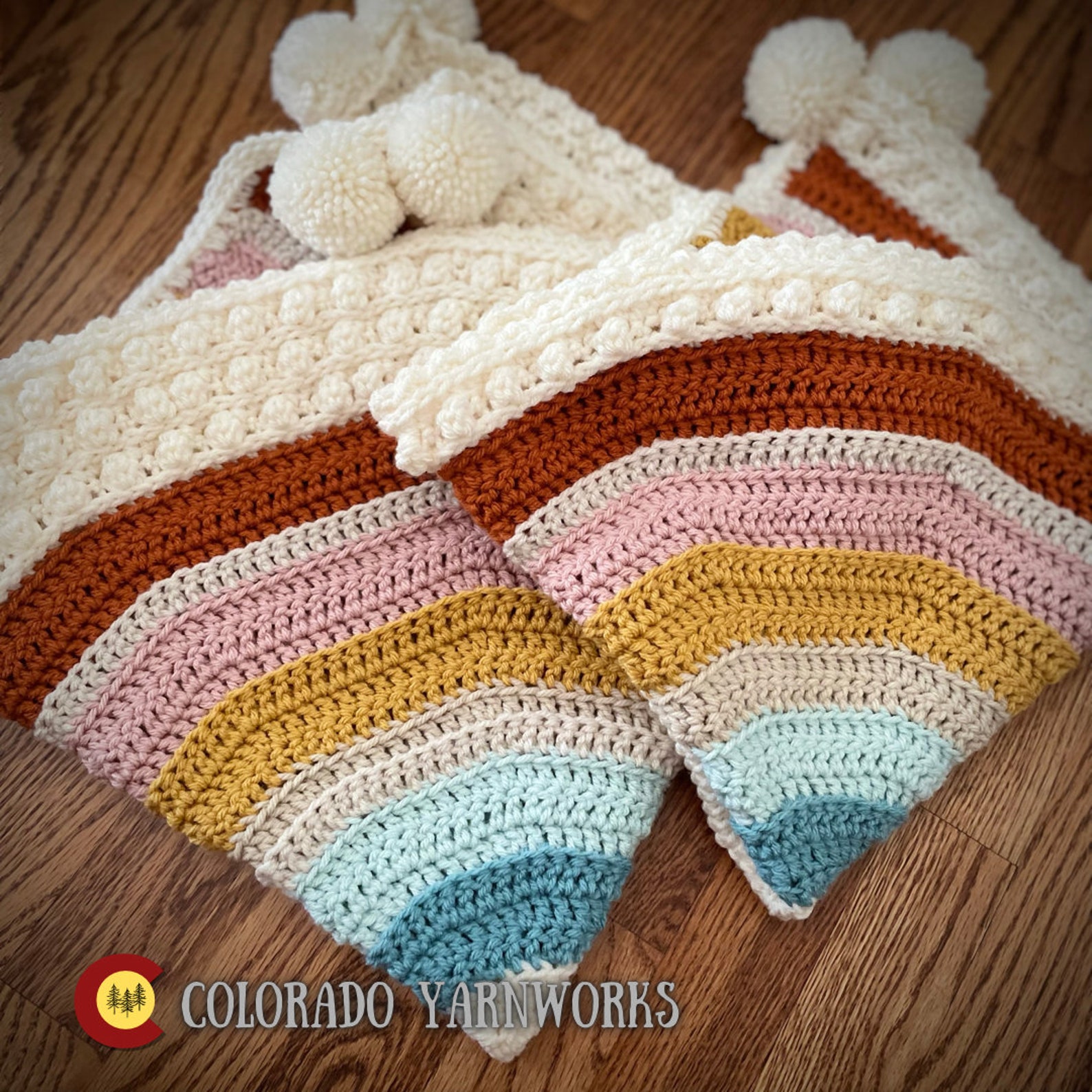 Crochet PATTERN Boho Rainbow Baby Blanket Retro Rainbow Etsy