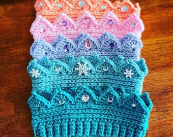 Crochet Crown, Ear warmer Crown, Toddler, Child, Adult, Costume Crown, Dress up Crown, Play, Cosplay, Winter Wear