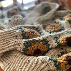 Sunflower Women’s Cardigan, Handmade Crochet Cardigan, Fall Sweater, Scrappicardi, made to order