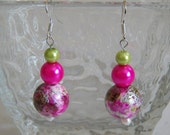 Grün, Rosa und weißen Perle Ohrringe