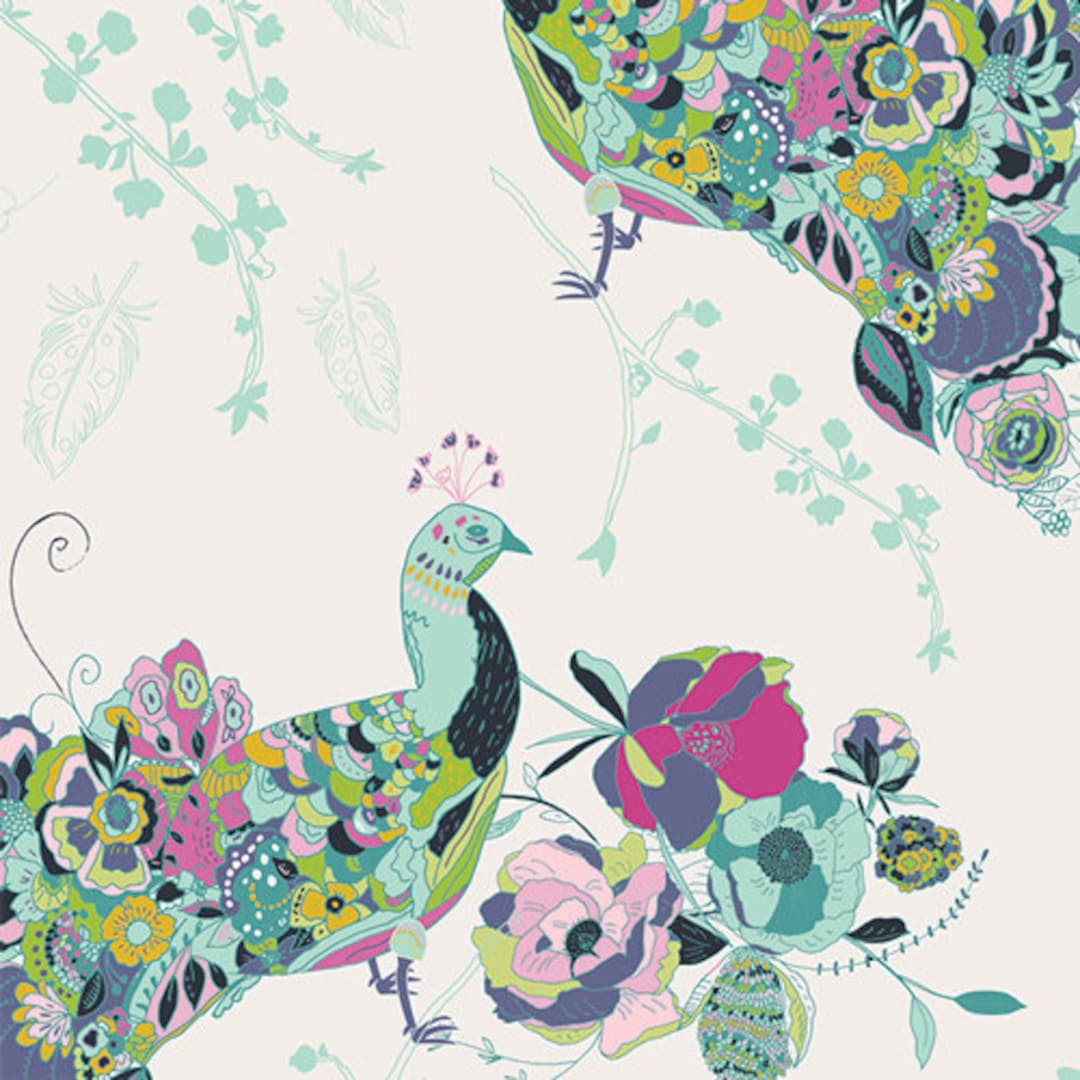 Petal & Plume by Bari J Peacock Waltz Festal 1/2 Yard Etsy