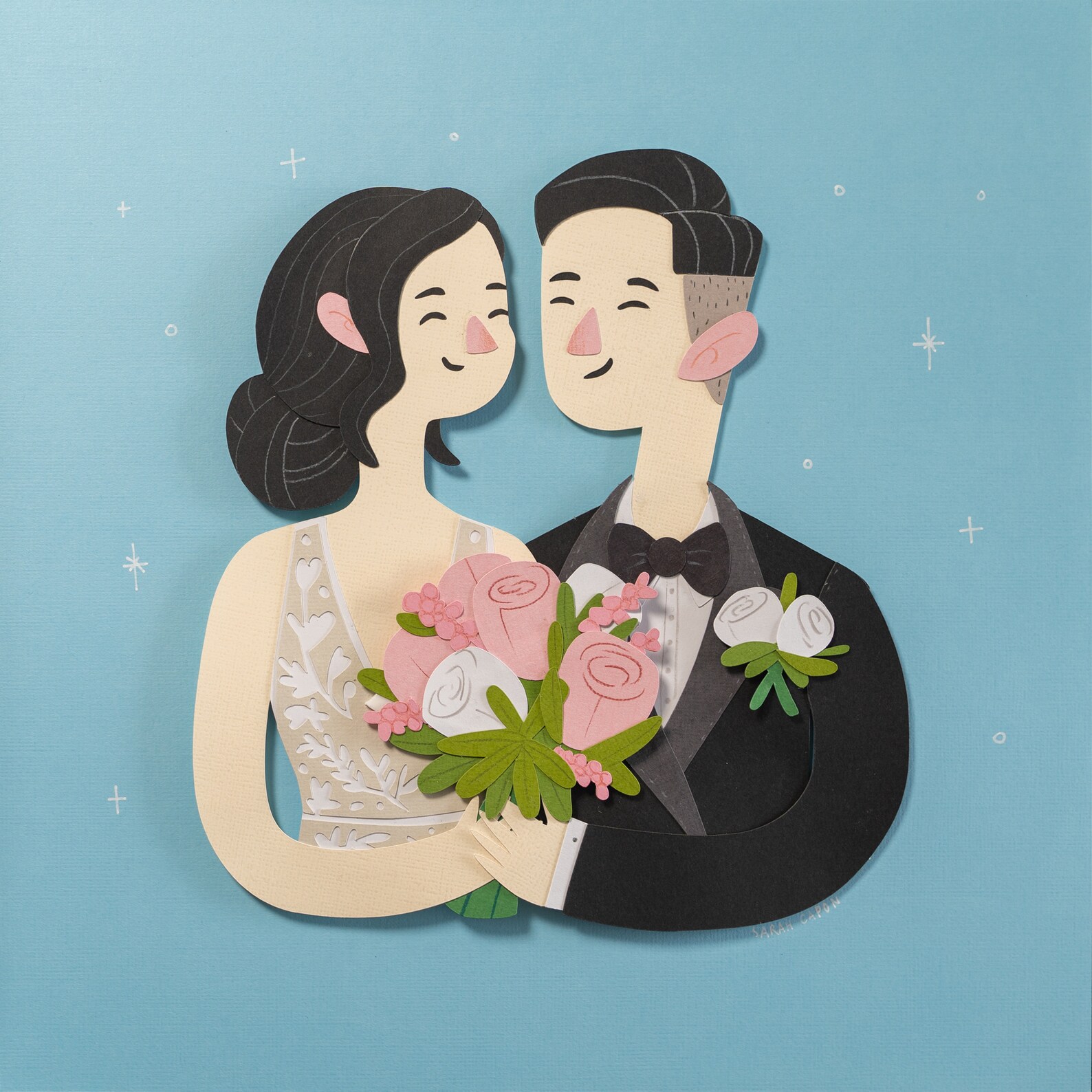 Custom Paper Couples Portrait Bust 2 People Etsy