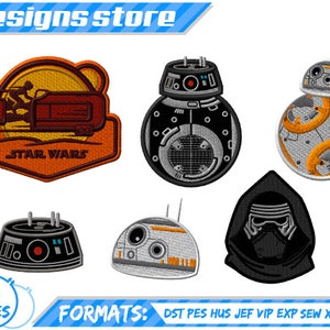 STAR WARS EMBROIDERY BB8 BB9E Kylo Ren Rey Design Machine Designs Star Wars