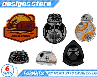 STAR WARS BORDADO diseño de bordado a maquina BB8 BB9E Kylo Ren Rey