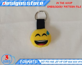 EMOJI KEYCHAIN EMBROIDERY design, in the hoop pattern file stuffed keychain emoji embroidery machine design, emoji stuffed keychain ith file