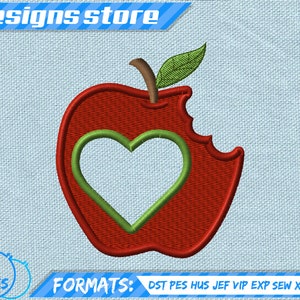 APPLE EMBROIDERY DESIGN, teacher fruit school machine embroidery design, apple spring embroidery design, apple teacher school embroidery