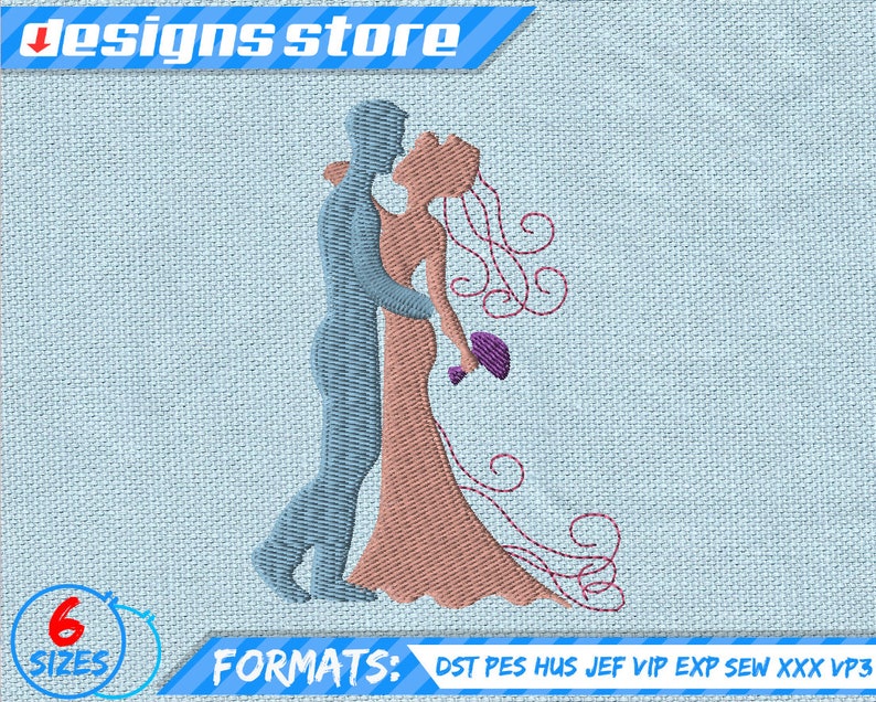 WEDDING EMBROIDERY DESIGN love valentine Embroidery design Bride Groom Married Embroidery Design couple wedding embroidery design valentine image 4