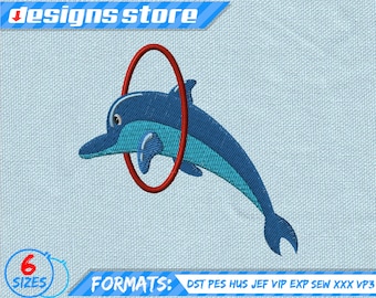 Delfin bordado a maquina, verano mar delfin animal diseño de bordado a maquina