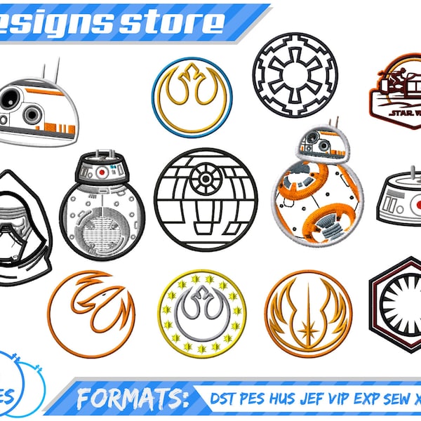 BB8 Aplique STAR WARS diseño de bordado a maquina