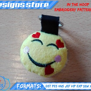 EMOJI EMBROIDERY DESIGN keychain, in the hoop pattern file stuffed keychain emoji embroidery machine design, emojI stuffed keychain ith file image 3