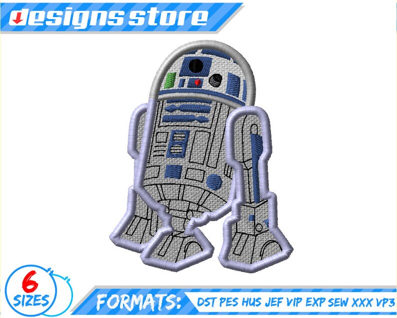 STAR WARS R2D2 APPLIQUE Design Embroidery Star Wars Machine R2D2 Applique Embroidery Design Darth Vader embroidery Star Wars Design Applique image 3